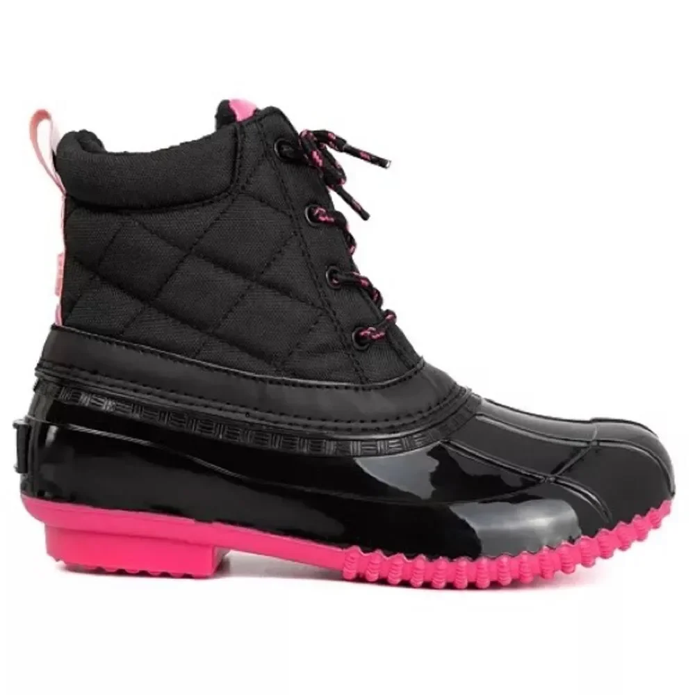 Sugar size 6 waterproof rain duck boots pink black